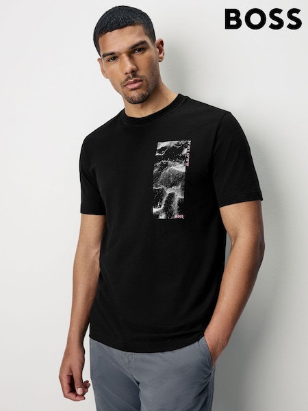 Negro - BOSS Regular Fit 100% Cotton Graphic T-Shirt (F44257) | 64 €