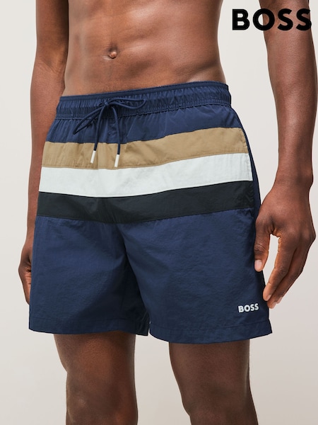 BOSS Blue Louis Stripe Swim Shorts (F44264) | SGD 161