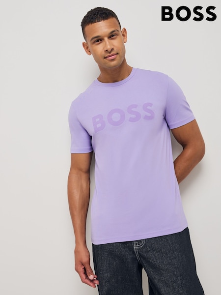 Vijolična - BOSS Large Logo Graphic 100% Cotton T-Shirt (F44288) | € 59