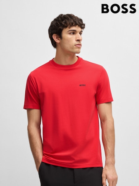 BOSS Cherry Red Regular Fit Logo T-Shirt (F44289) | 256 QAR