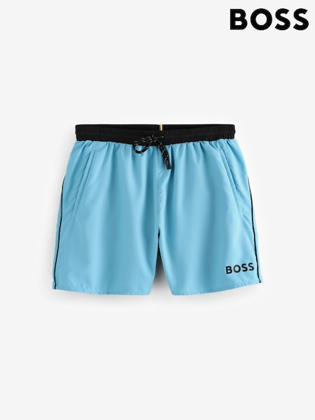 Синий - BOSS Mooneye Logo Swim Shorts (F44290) | €65