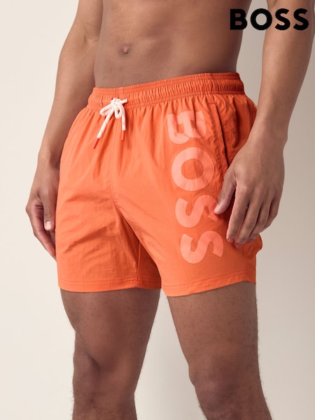 Portocaliu - Șort de baie cu logo BOSS Octopus (F44308) | 514 LEI
