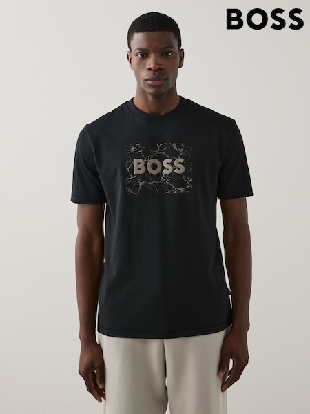 Negro - BOSS Regular Fit Graphic 100% Cotton T-Shirt (F44323) | 83 €