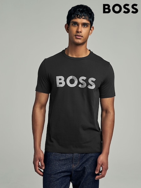 Negro - BOSS Regular Fit Logo 100% Cotton T-Shirt (F44335) | 98 €