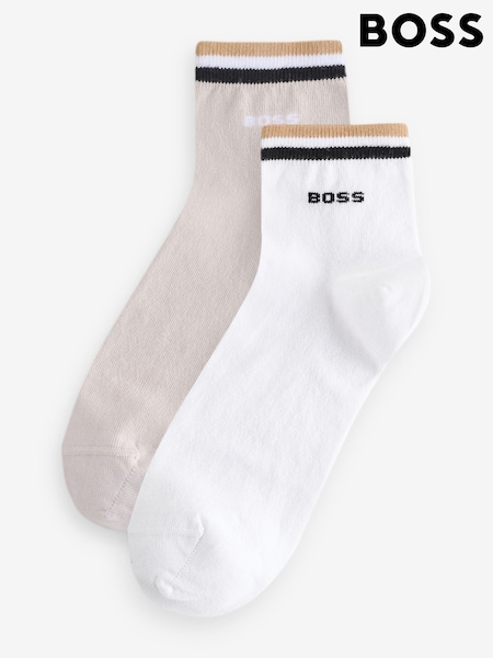 BOSS Brown Stripe Detail Logo Socks 2 Pack (F44340) | €16.50