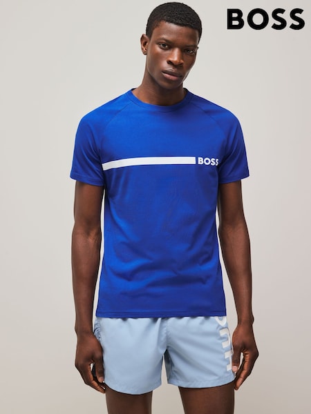 BOSS Blue Slim-Fit Logo 100% Cotton T-Shirt (F44345) | R$ 485
