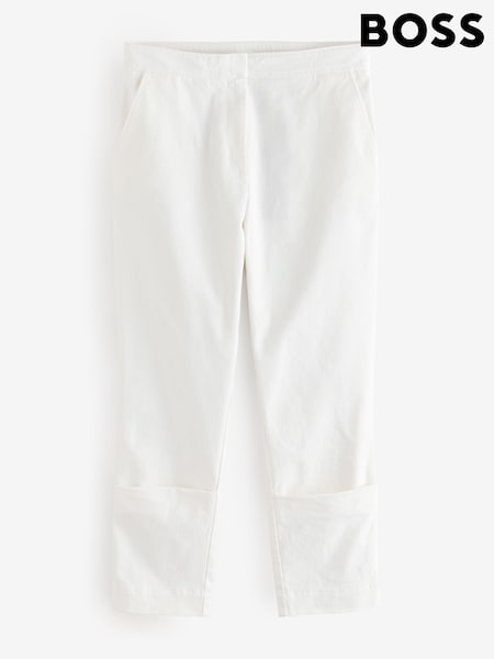 BOSS White Slim Fit Tapri Stretch Trousers (F44361) | ₪1,053