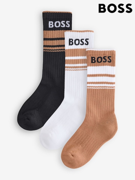 BOSS Black Stripe Detail Logo Socks 3 Pack (F44387) | €35