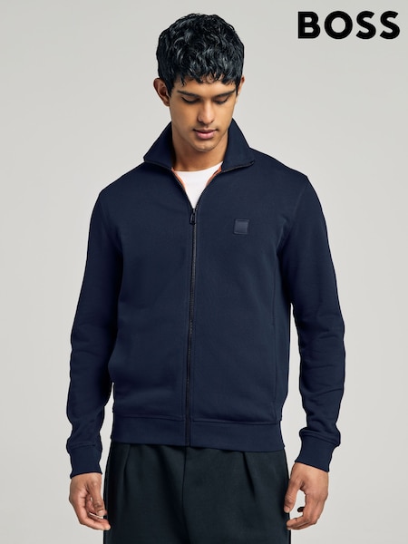 BOSS Blue Relaxed-Fit Box Logo 100% Cotton Sweatshirt (F44390) | AED809