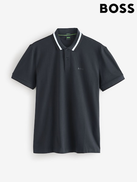 BOSS Navy Regular Fit Golf 100% Cotton Paddy Contrast Detail Polo Shirt (F44397) | €131