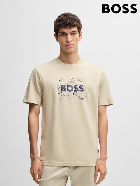 BOSS Brown Regular Fit Graphic 100% Cotton T-Shirt (F44400) | €78
