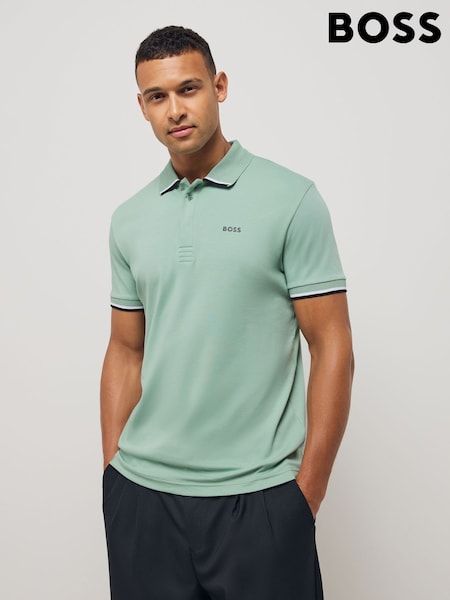 أخضر - BOSS Regular-Fit Paddy Hidden Placket Polo Shirt (F44422) | ‏288 د.إ.‏