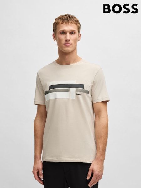 BOSS Brown Relaxed Fit Graphic T-Shirt (F44427) | 392 QAR