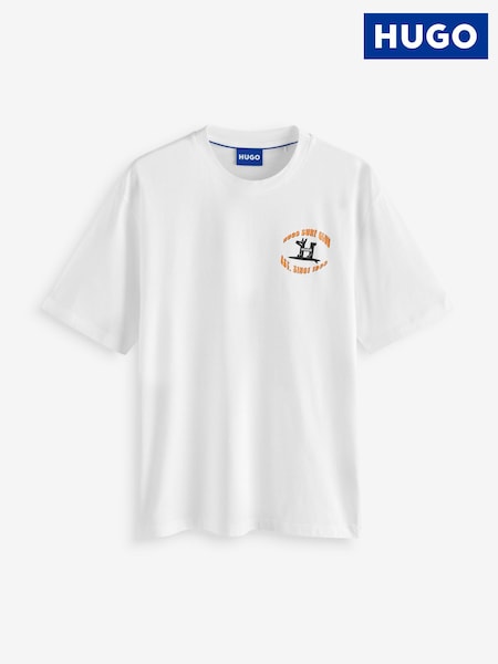 HUGO White Small Dog Logo 100% Cotton T-Shirt (F44435) | ₪226
