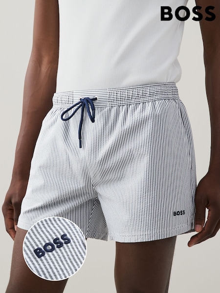 BOSS Blue Stripe Swim Shorts (F44440) | SGD 208