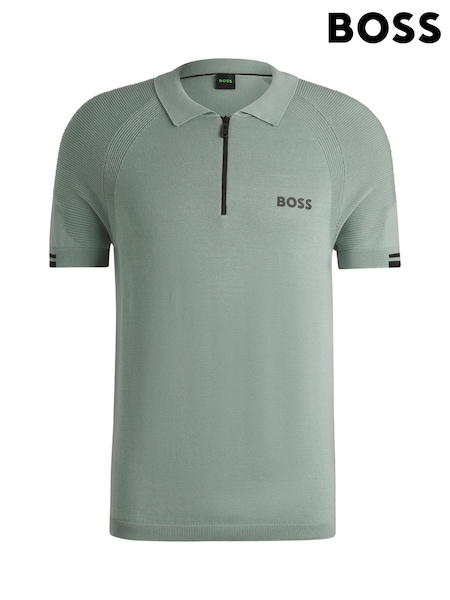 BOSS Green Slim Fit Zip Neck Knitted Polo Shirt (F44443) | R$ 1,375