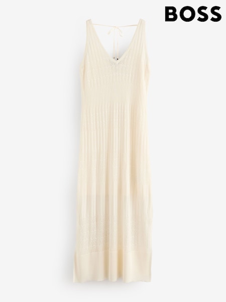 BOSS White Knitted Crochet Summer Maxi Dress (F44450) | €376