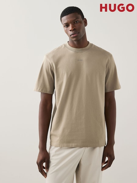 HUGO Brown Relaxed-Fit 100% Cotton T-Shirt (F44487) | 223 QAR
