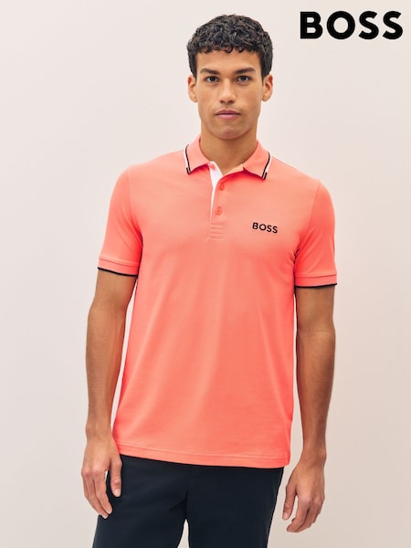 Rojo - BOSS Paddy Pro Tipped Collar Polo Shirt (F44489) | 140 €