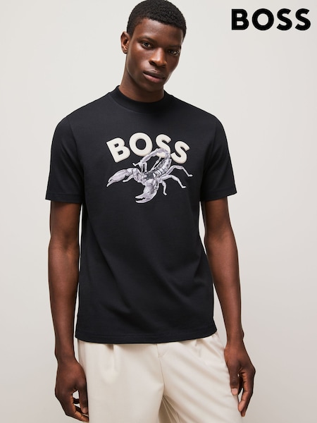 Negro - BOSS Relaxed Fit Graphic 100% Cotton T-Shirt (F44501) | 83 €