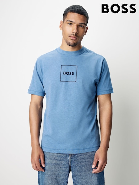 BOSS Blue Relaxed Fit Box Logo T-Shirt (F44508) | AED184