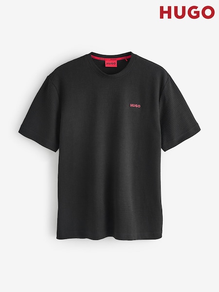HUGO Black Waffle T-Shirt (F44509) | 243 QAR