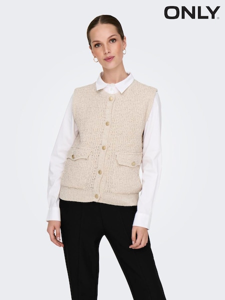 ONLY Boucle Knit Button Through Vest (F44529) | 298 LEI