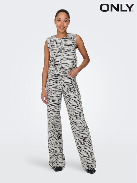 ONLY Grey High Waist Wide Leg Zebra Print Jeans (F44540) | 2,704 UAH