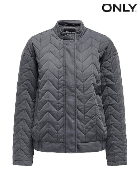 ONLY Grey Quilted Zip Up Bomber Jacket (F44542) | ₪327