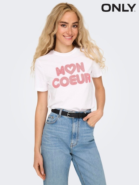 ONLY White Print Love T-Shirt (F44545) | €24