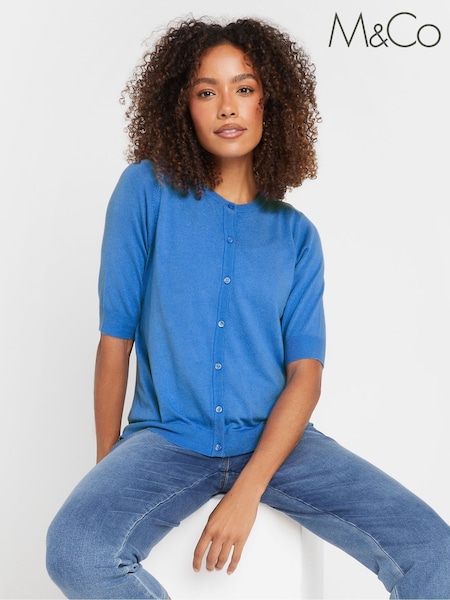 modra - M&Co Knitted Short Sleeve Button Down Cardigan (F44565) | € 34