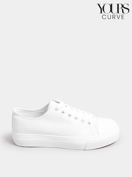 Белый - Yours Curve Extra Wide Fit Canvas Trainers (F44567) | €34