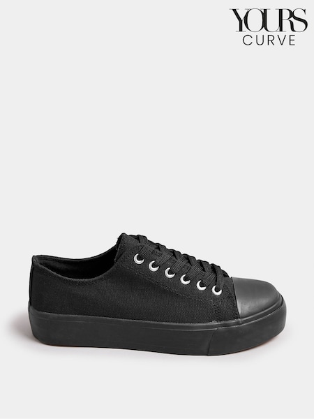 Черный - Yours Curve Extra Wide Fit Canvas Trainers (F44574) | €34
