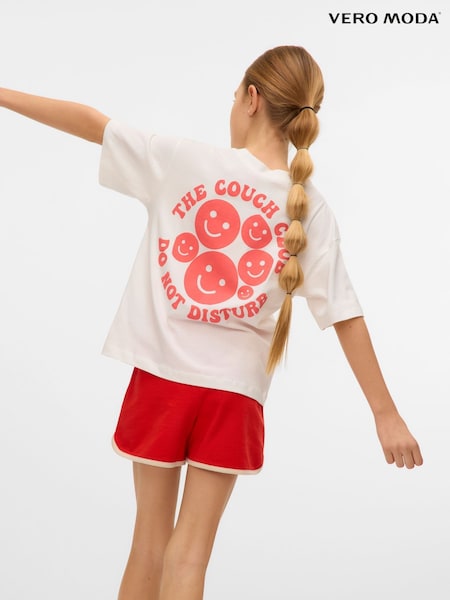 VERO MODA White Girls The Couch Club Back Print T-Shirt (F44639) | €23