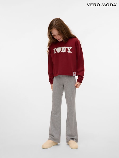 VERO MODA Grey Girls Mid Waist Jersey Flared Trousers (F44643) | R$ 275