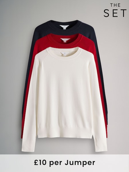 The Set 3 Pack Fine Knit Crew Neck Jumpers (F44749) | R$ 295