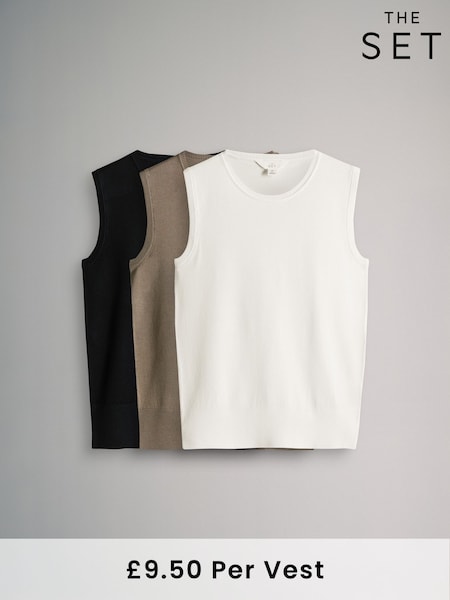 The Set Black/Neutral/Cream 3 Pack Knitted Vests (F44752) | €36