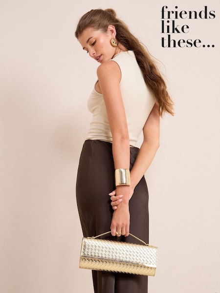 Friends Like These Gold Top Handle Weave Clucth Bag (F44775) | €32