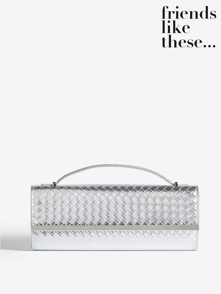 Friends Like These Silver Top Handle Weave Clucth Bag (F44776) | €32