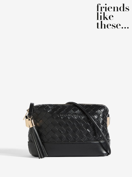 Friends Like These Black Weave Knotted Handle Cross-Body Bag (F44778) | R$ 245