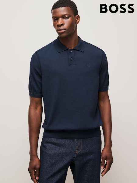 BOSS Navy Regular Fit Asac Logo Polo Shirt (F44836) | AED346