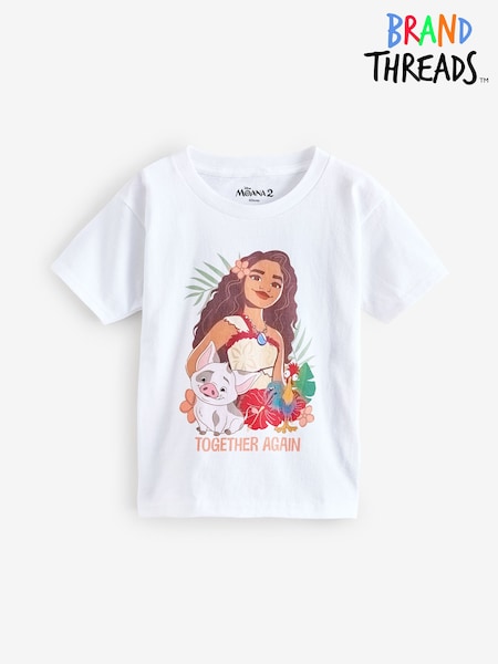 Brand Threads White Disney Moana Girls T-Shirt (F44868) | €25