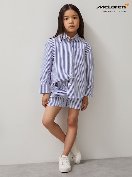 Синьо-білий - Reiss Hailey McLaren F1 Team Cotton Stripe Shirt (F44871) | 2 523 грн