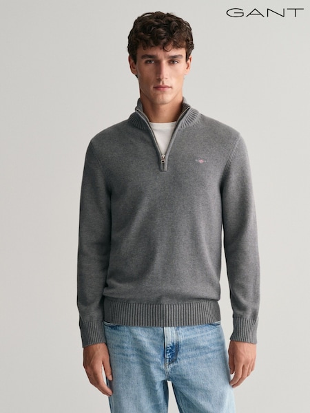 GANT Grey Casual Half Zip 100% Cotton Jumper (F45040) | R$ 1,235