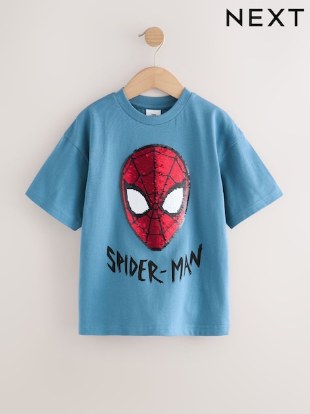 Spiderman Blue Flippy Sequin License T-Shirt (3-16yrs) (F45067) | €17 - €21