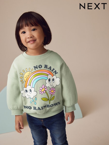 Green Rainbow Crew Neck Sweatshirt (3mths-7yrs) (F45068) | €14 - €17