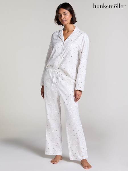 Hunkemoller White Long Sleeve 100% Cotton Pyjama Bottoms (F45130) | €36