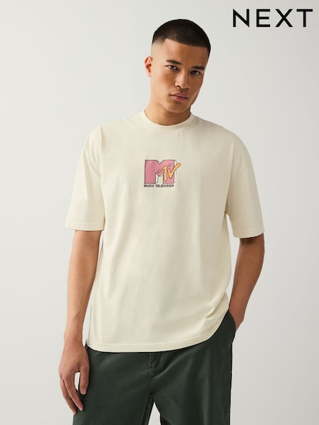 White MTV Regular Fit Band Graphic Print T-Shirt (F45137) | 124 QAR