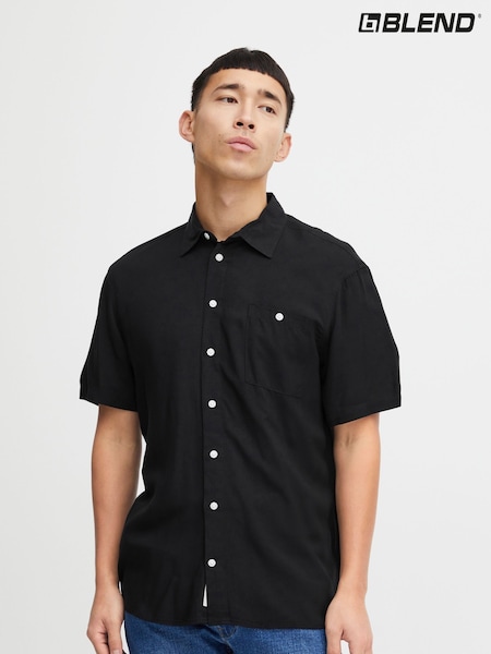 Blend Black Viscose Short Sleeve Shirt (F45162) | ₪141