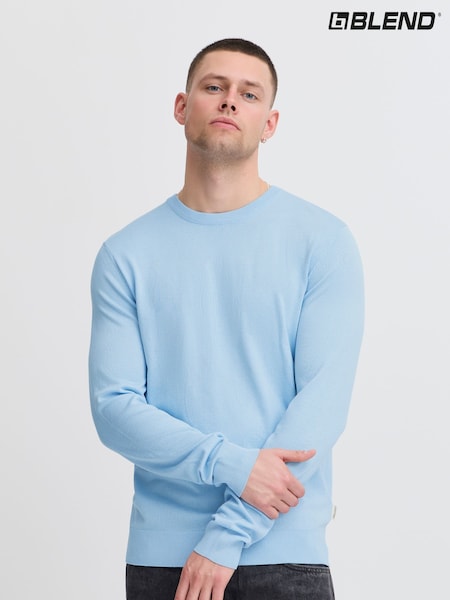 Blend Light Blue Crew Neck Lightweight Knitted Jumper (F45171) | 1,682 UAH